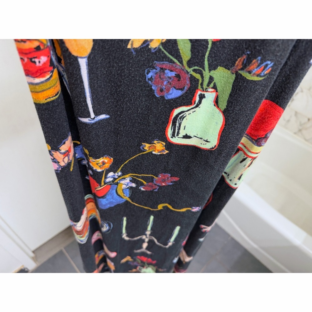 Lisa Says Gah Caviar Set The Table Sofia Slip Dress Food Print Black Candle M - Picture 8 of 14